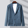 Top Grade Brand Slim Fit Blazer Jacket Smart Elegant Stylish Knitted Suit Striped Men Coat Casual Mens Clothes 2022