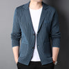 Top Grade Brand Slim Fit Blazer Jacket Smart Elegant Stylish Knitted Suit Striped Men Coat Casual Mens Clothes 2022