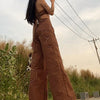 Top Brown Flower Patchwork Women's Jeans Pants High Waist Brown Wide Leg Trousers 2022 Streetwear Baggy Joggers