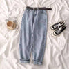 Top Vintage Straight High Waist Jeans Women Boyfriend Mom Street Denim Jeans with Belt Loose Plus Size Jeans Mujer Retro