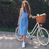 Blue Striped Dress Bow Bandage Sexy Summer Off Shoulder Women Party Dresses Single-Breasted Midi Elegant Shirt Dress