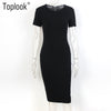 Bodycon Women Dress Short Sleeve Robe Sexy Summer Office Dresses Knee-Length Bandage Midi Black Army Green Pencil Dress