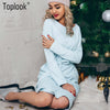 Light Blue Belt Women Dress Winter 2022 New Solid Long Sleeve Mid-Calf Straight Dresses O-Neck Casual Vestidos