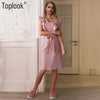 Pink Ruffles Bandage Summer Dress Women 2022 New Sleeveless Knee Length Zipper Vestidos Sexy Elegant Party Dresses