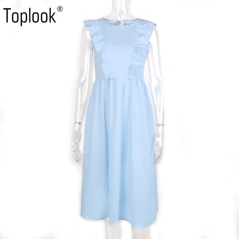 Ruffles Pleated Women Summer Dress 2022 Sky Blue Elegant Vintage Long Party Dresses Floral Beach Wonder woman Dress