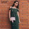 Sexy Button Bandage Dress Women 2022 Green Straight Elegant Sleeveless Knee Length Vestidos Office Lady Summer Dress