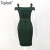 Sexy Button Bandage Dress Women 2022 Green Straight Elegant Sleeveless Knee Length Vestidos Office Lady Summer Dress