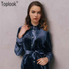 Vintage Velvet Belt Button Shirt Dress Women 2022 Autumn and Winter Long Sleeve Mid-Calf Vestidos Casual Bandage Dress