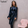 Vintage Velvet Belt Button Shirt Dress Women 2022 Autumn and Winter Long Sleeve Mid-Calf Vestidos Casual Bandage Dress