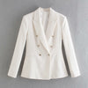 Toppies 2022 Autumn Pink White Blazer for Women Double Breasted Slim Suit Jacket Office Ladies Blazer