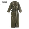 Toppies 2022 Autumn Winter Faux Leather Fleece Midi Dress Three Quarter Sleeve Shirt Dress Elegant Ladies vestidos