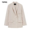 Toppies 2023 Spring Double Breasted Blazer Korean Chic Suit Jackets Korean Ladies Formal Business Clothes