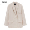 Toppies 2023 Spring Double Breasted Blazer Korean Chic Suit Jackets Korean Ladies Formal Business Clothes