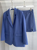 Toppies 2023 Spring Womens Skirts Set Blue Blazer Two Piece Suit Set Jacket Office Ladies Formal Clothes High Waist Skirt
