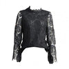 Tops Loose Sexy Hollow Design Long Sleeve Women Lace Blouses for Daily Wear
