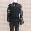Tops Loose Sexy Hollow Design Long Sleeve Women Lace Blouses for Daily Wear