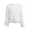 Tops Loose Sexy Hollow Design Long Sleeve Women Lace Blouses for Daily Wear