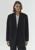 Totem Black Double-breasted Shoulder Pads Blazer Women 2023 Fall Minimalist Style Design Loose Suit Collar Coat