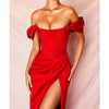 Townlike Stretch Satin Elegant Dress Women High Split Deep V Neck  Sexy Party  Dress  2022 Summer Dresses With Fishbone Vestidos