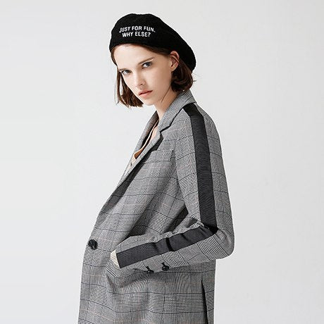 New Arrivals 2022 Spring Women Blazers Slim Turndown Collar Office Lady Jacket Casual Black White Plaid Female Blazers