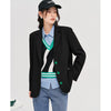 Toyouth Women Blazer 2023 Autumn Long Sleeves Loose Coats Button Design Solid Black Casual Business Suit Outwear
