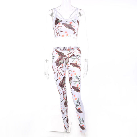 Tracksuit Crop Top Tanks And Leggings New Women Leaf Set Letters Patchwork Clothing Sexy Short Crop Top Sweatshirt