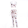Tracksuit Crop Top Tanks And Leggings New Women Leaf Set Letters Patchwork Clothing Sexy Short Crop Top Sweatshirt