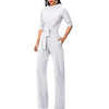 Tracksuit for Women Jumpsuit elegant Rompers Turn Down Collar Wide Leg Pants Trousers female overalls dungarees Ladies Pantsuit