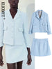 Traf 2023 Spring Women Suits With Skirt Sets Cropped Tweed Blazer Woman 2 Pieces Set Mini Skirts Female Oufits