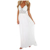Traf Sexy Women's Dress Elegant White Lace Beach Crochet Backless Bohemian Halter Maxi Long Femme Dress Vestido De Mujer