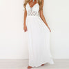 Traf Sexy Women's Dress Elegant White Lace Beach Crochet Backless Bohemian Halter Maxi Long Femme Dress Vestido De Mujer