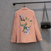 Trend Office Lady Blazer Vintage Embroidery Coat Women Chic Notched Collar Jacket Casual Stylish Ladies Outerwear 2023