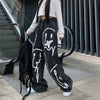 Trendy Unisex Vintage Graffiti Jeans High Waist Wide Leg Wild Casual Chic Pants Retro Style Streetwear Cool Straight Trousers
