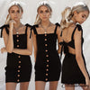 Trendy Women dress off shoulder Button strap solid Sexy Casual Summer Party Bodycon Sleeveless Polyester Mini Dresses one pieces