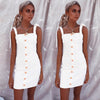 Trendy Women dress off shoulder Button strap solid Sexy Casual Summer Party Bodycon Sleeveless Polyester Mini Dresses one pieces