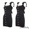 Trendy Women dress off shoulder Button strap solid Sexy Casual Summer Party Bodycon Sleeveless Polyester Mini Dresses one pieces