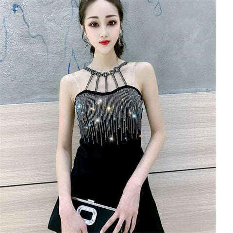 Trendy women's suspenders camisole female Sexy tops thin hot diamond backless women Chic vest bottoming female tide nice tops
