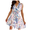 Trendyland Women's Floral Deep V Neck Midi Dress Summer Ladies Beach Ruffle Dresses Holiday Sundress Streetwear