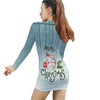Triple A Women Dresses Sexy Long Sleeve Wrap Christmas Printing Casual Party