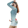 Triple A Women Dresses Sexy Long Sleeve Wrap Christmas Printing Casual Party