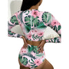 Tropical Leaves Flowers Print Bikinis Women Long Sleeve Swimwear Boho Summer High Waist Bathing Suit Female Floral Biquinis