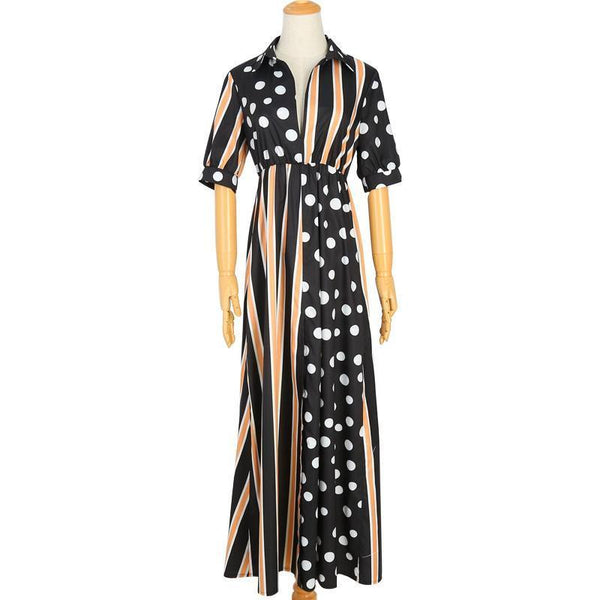 Long Striped Dress Summer 2022 Woman Polka Dot Dress Patchwork Casual Boho Shirt Dress Women Robe Longue Femme Ete