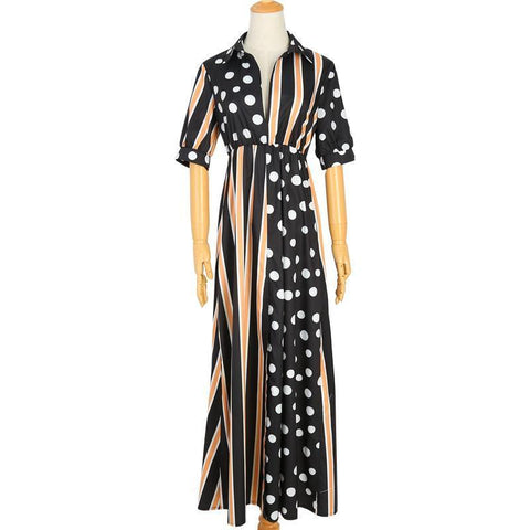 Long Striped Dress Summer 2022 Woman Polka Dot Dress Patchwork Casual Boho Shirt Dress Women Robe Longue Femme Ete