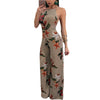 Fashion Women Floral Jumpsuits Wide Leg Summer Beach Overalls Casual Striped Rompers Backless Printed Jumpsuit Female
