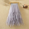 Tulle Skirts Womens Faldas Mujer Moda 2022 Elastic High Waist Mesh Tutu Maxi Pleated Long Midi Saias Jupe Women's Skirt
