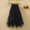 Tulle Skirts Womens Faldas Mujer Moda 2022 Elastic High Waist Mesh Tutu Maxi Pleated Long Midi Saias Jupe Women's Skirt