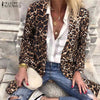 Turn Down Collar Blazer Leopard Printed Women's Blazers ZANZEA 2022 Casual Long Sleeve Coats Lady Loose Jackets Outwear