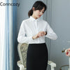 Turn Down Collar Long Sleeve Slim Work Blouses Office Ladies Shirt Casual Women Slim Single Breasted Tops White Blusas Mujer