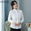 Turn Down Collar Long Sleeve Slim Work Blouses Office Ladies Shirt Casual Women Slim Single Breasted Tops White Blusas Mujer