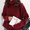 Turtleneck Cashmere Sweater Women Solid Knitted Sweater Winter Thicken Pullover Casual Long Sleeved Warm Jumper Loose Pull Femme